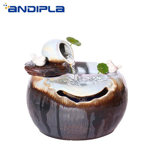 110V-220V Vintage Ceramics Flowing Water Fountain